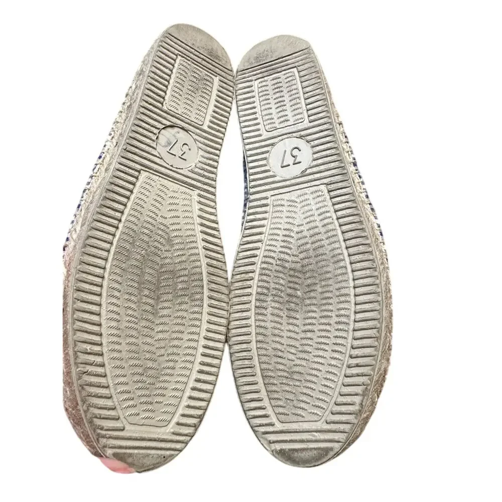 Patricia Green Gingham blue Glam Espadrille Mule‎ 6.5 EUC